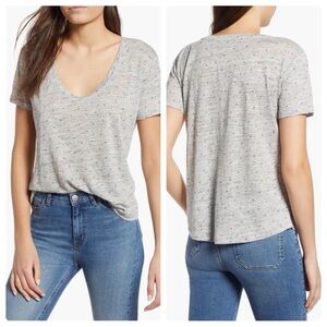 RAILS Lina Heather Gray Mini Hearts Linen
Blend Tee